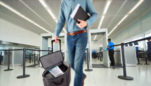 A traveler smoothly passing through a security checkpoint